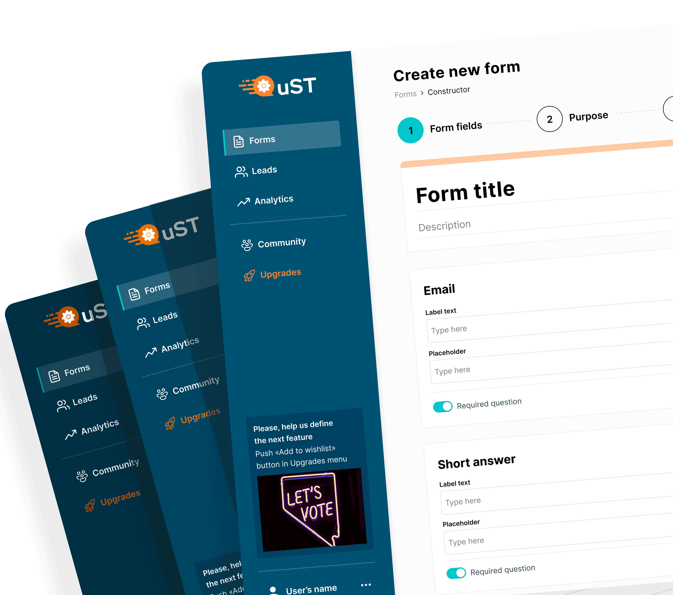 QUST interface screenshots
