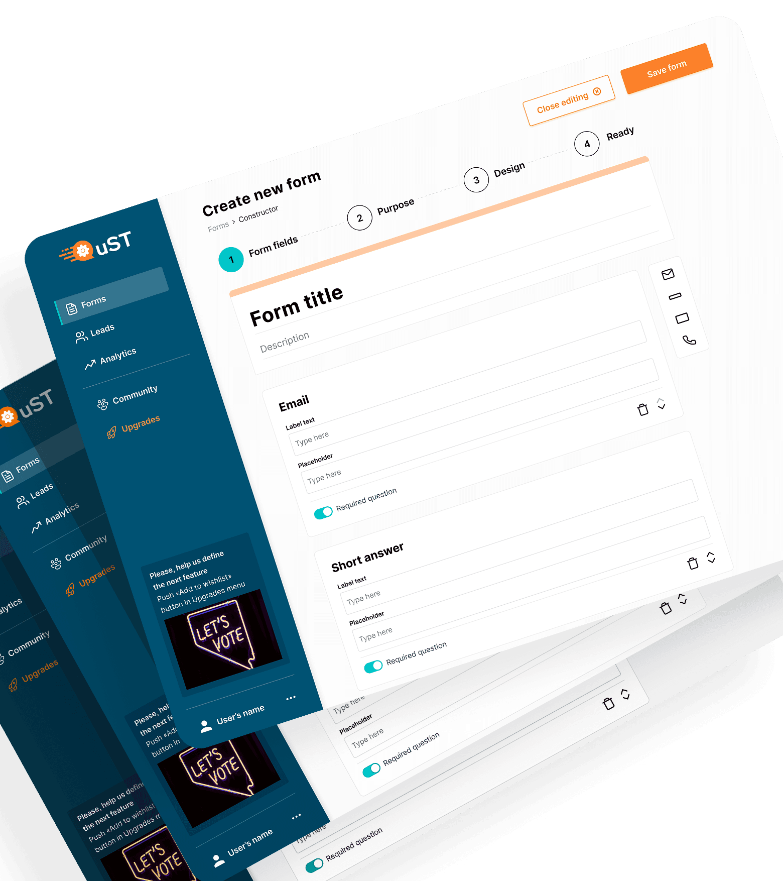 QUST interface screenshots