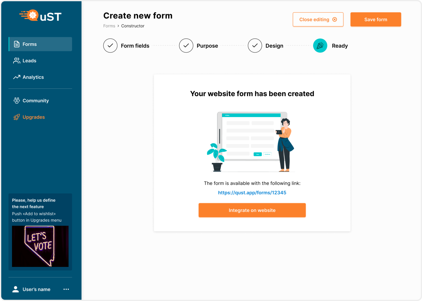 Qust - Connect it to your website
